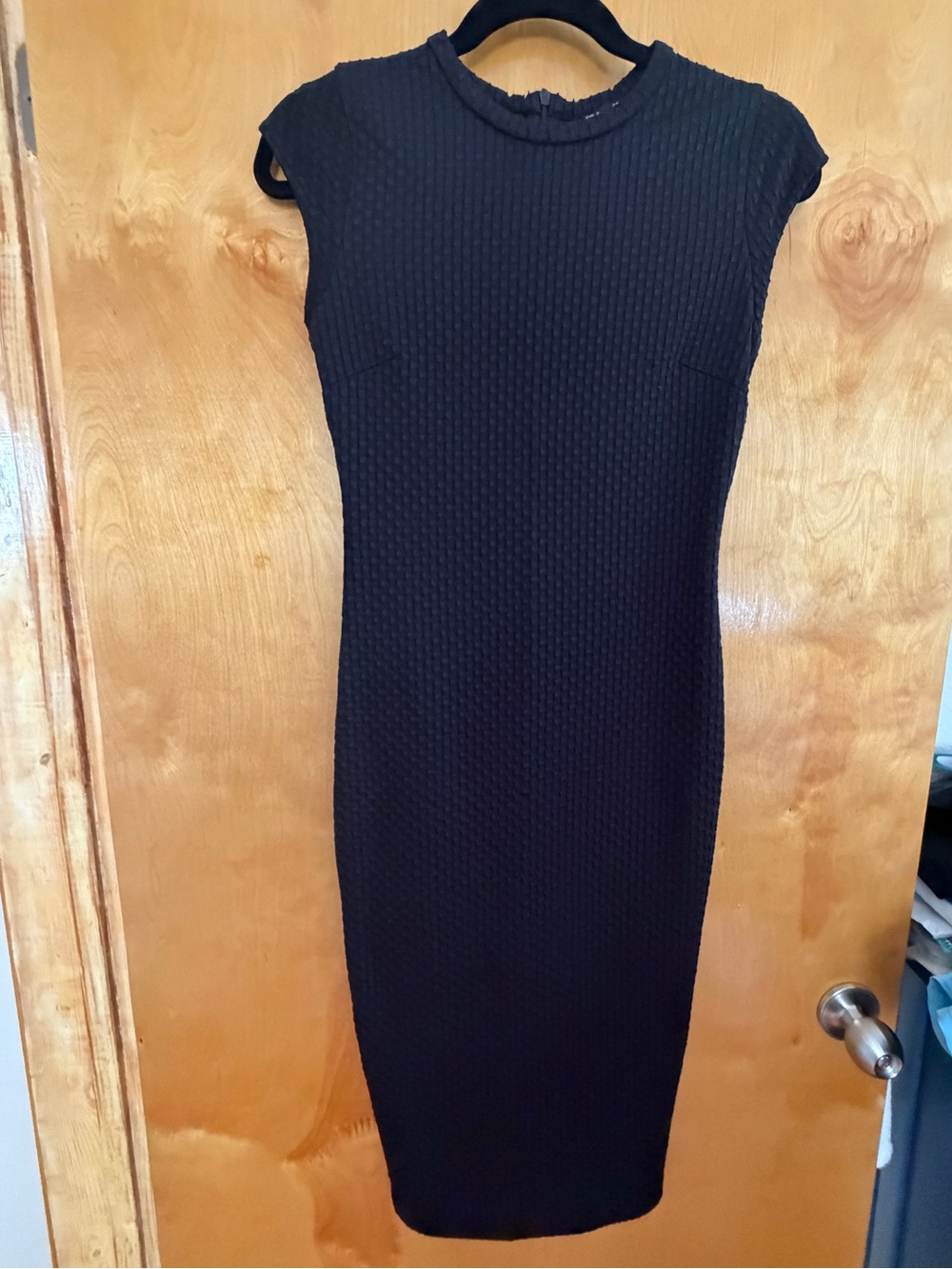 Zara Black Woven Dress with Cap Sleeves